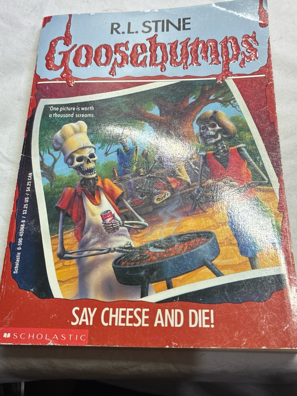 Vintage Goosebumps Say Cheese And Die! R.L. Stine Scholastic PB 1992 Red